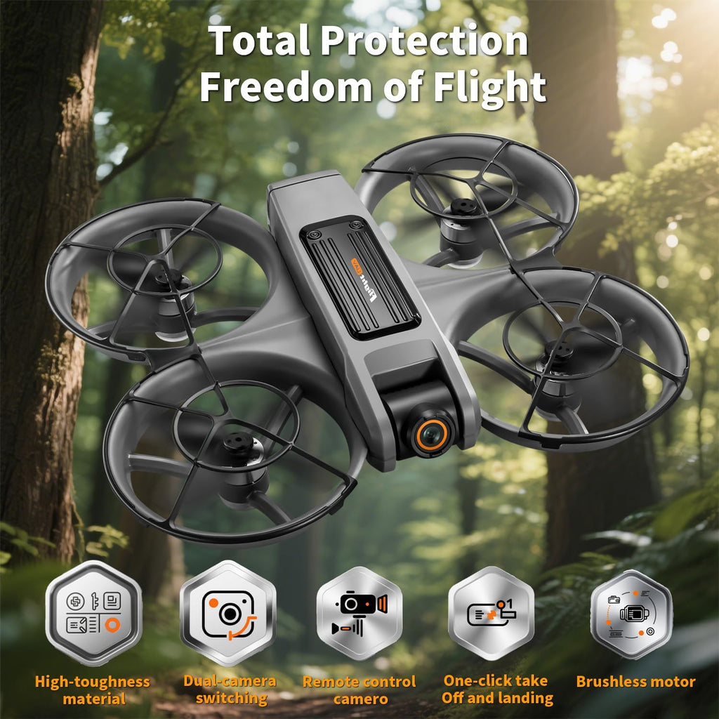 4.5 HD Screen Remote Control Drone with 2K Dual Camera & Brushless Motors, 360¡ã Protection Safety Quadcopter, Auto Hovering, 3D Flips, Headless Mode, Follow Me, LED Light, WiFi FPV, 2 Batteries 30 Min Flight, Great Gift for Adults, Kids, Beginners