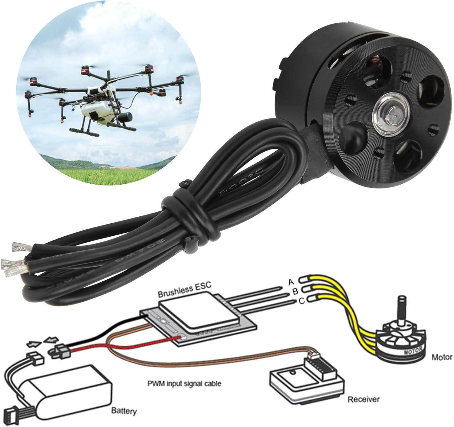 Brushless Motor, High-Speed 2300KV Replacement with Adapter, BE1806 RC Motor for Drone Enthusiasts, RC Quadcopter and Multicopter Modeling Projects