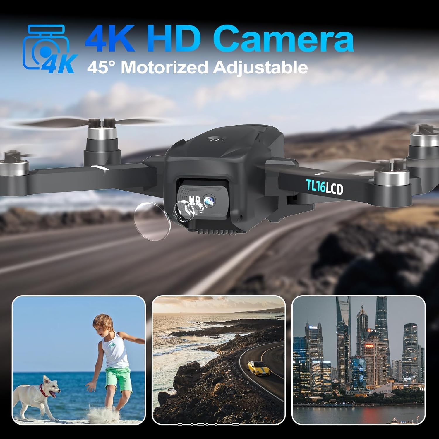 Drones with Camera for Adults 4K, GPS Drone with 4.5¡± LCD Screen Controller Follow Me Auto Return 5G Long Range Transmission Foldable FPV Drone for Beginners Under 249g
