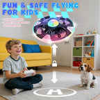 Mini UFO Drone for Kids ¨C Safe RC Toy with 7 LED lighting modes, 360¡ã Flips, Light Projection onto Ceilings, Auto Hover, Hand Gesture, 2 Batteries(14 Min Flight), Ideal Fun Gift for Kids