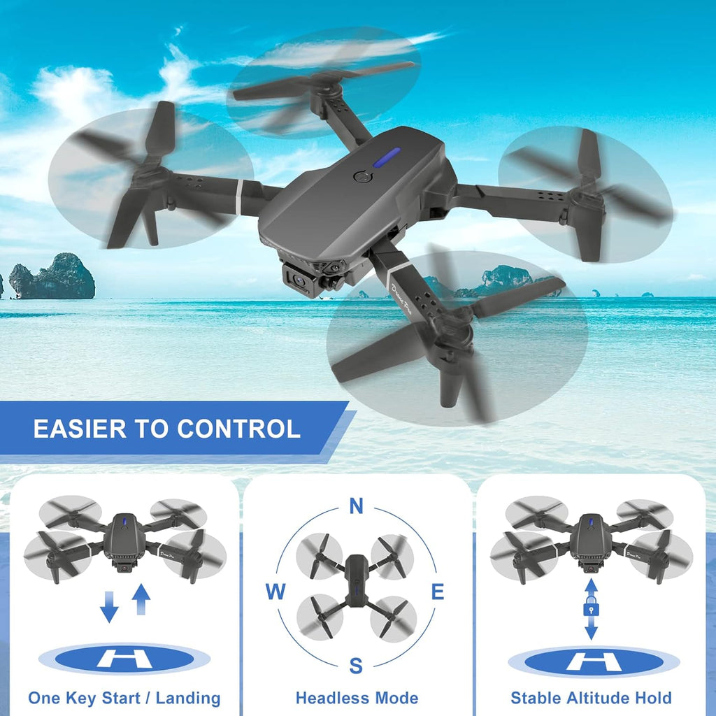 Mini Drone with Camera, 4K HD FPV Drone, Altitude Hold, Gesture Selfie, One key Return/Emergency Stop, 3D Flips, Waypoint Fly, 2 Batteries, Foldable Drones for Kids and Beginners