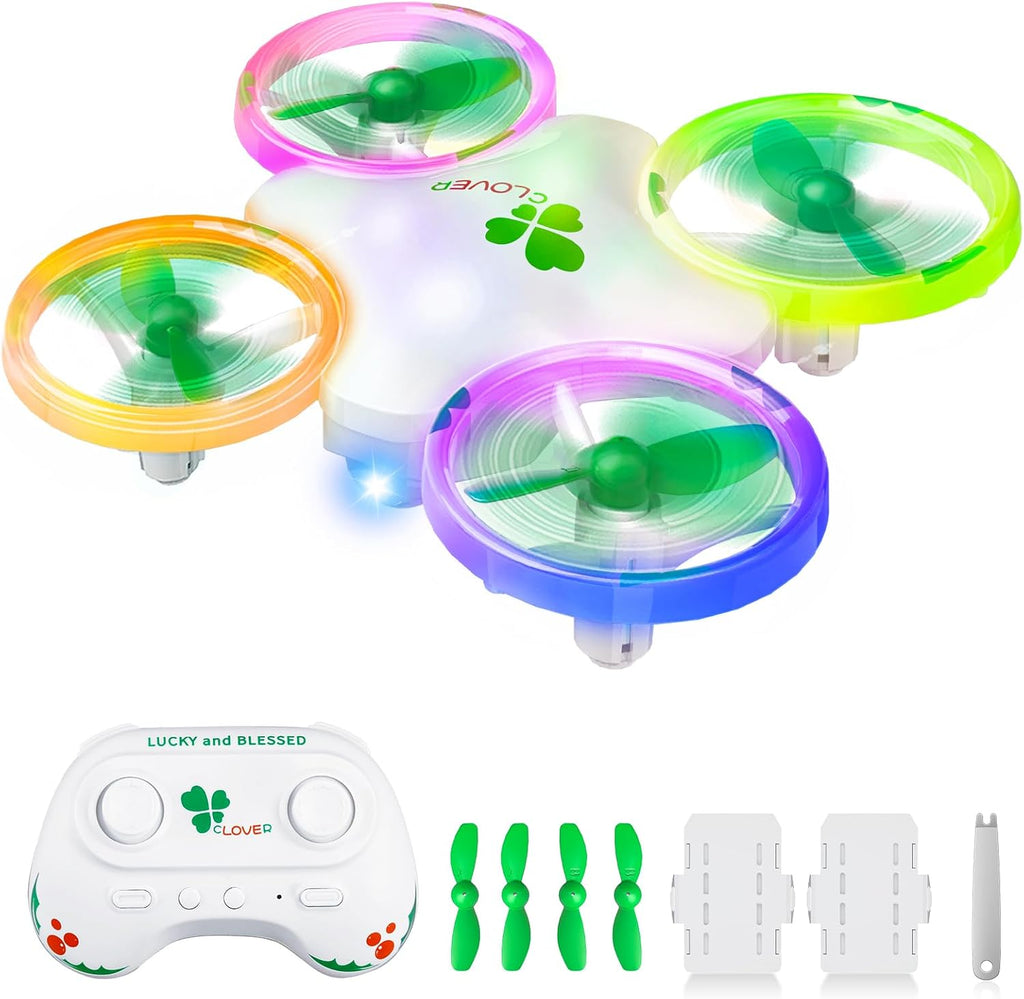 Clover Drone for Kids ¨C Beginner-Friendly LED Quadcopter with Dual Modular Batteries, Easy to Fly, Altitude Hold, One-Key Takeoff, 360 Flips ¨C Gift for Boys & Girls Age 6+