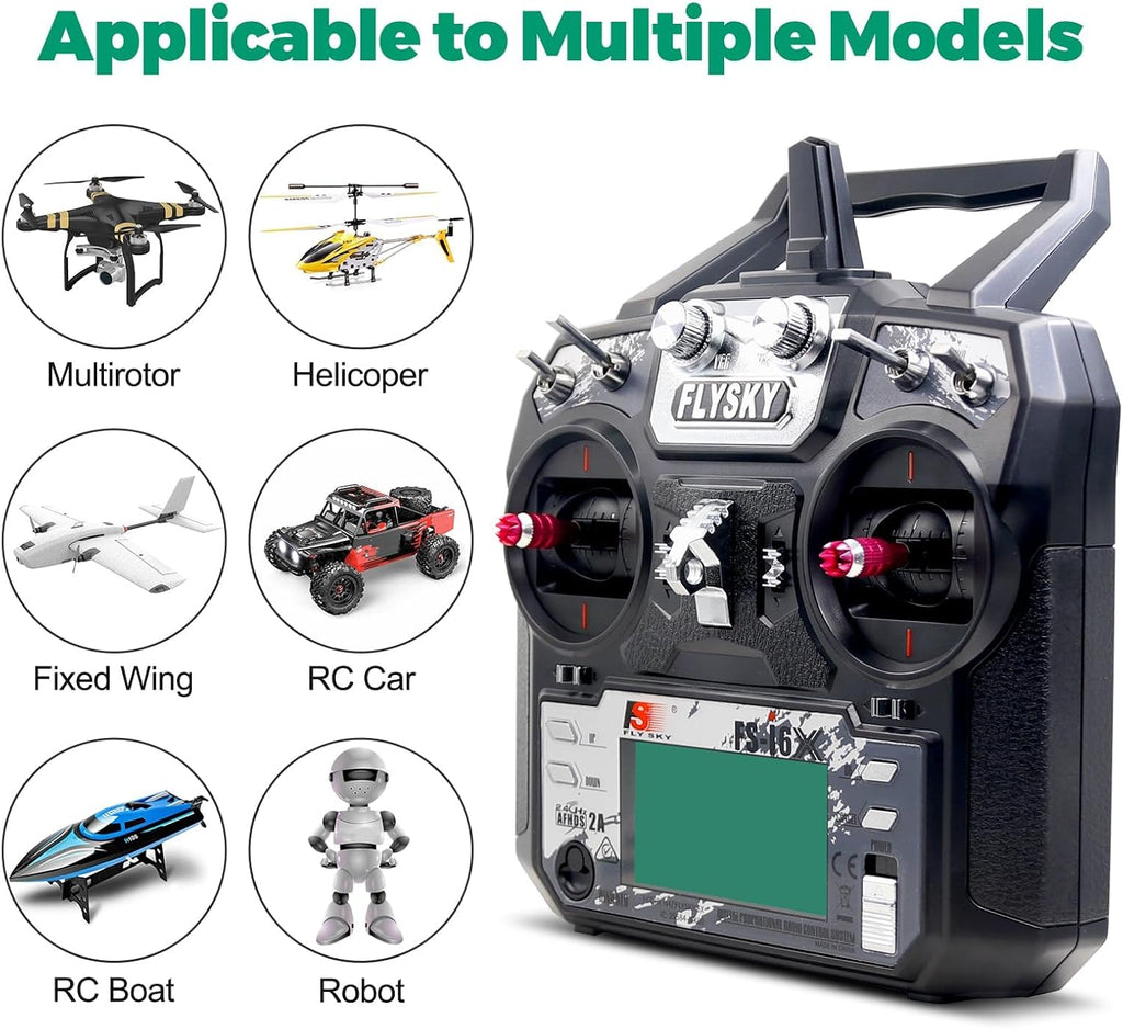 Flysky FS-i6X 6CH 2.4GHz RC Radio Transmitter Controller with iA6B Receiver for FPV Drone RC Helicopter Quadcopter Car Boat