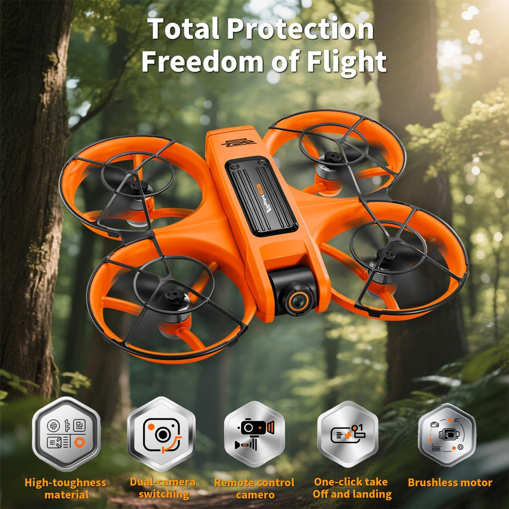 UAVRIAO Drone with 4.5 HD Screen Remote, 2K Dual Camera Quadcopter, Brushless Motors, 360¡ã protective cover£¬ Auto Hover, 30 Min Flight (2 Battery), WiFi FPV, Follow Me, 3D Flip, Headless Mode - Great Gift for Adults,