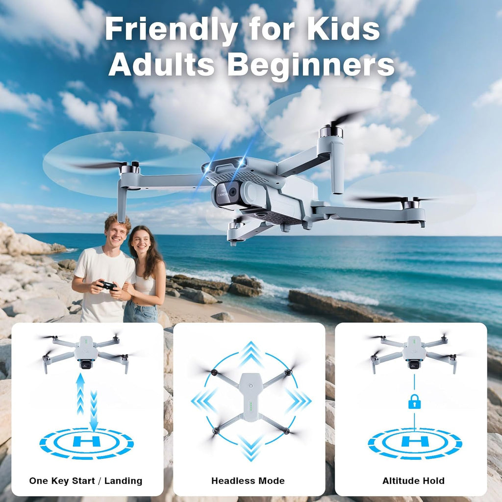 Drone with Camera for Adults and Beginners,Drones for kids 1080P HD FPV,Brushless Motor, Gesture Control, One Key Start/Land, 360¡ã Flip, Waypoints Fly, 3 Speed Mode,Kids Drone Toys Gifts for Boys