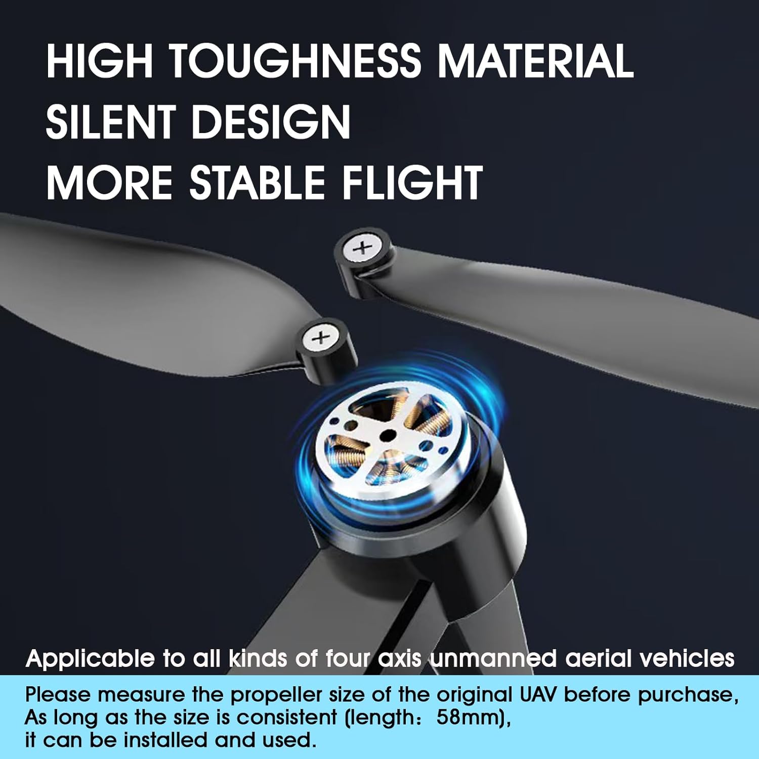 Universal 58mm/2.28In Drone Propellers for S162¡¢S116¡¢S112¡¢XK5¡¢SG108¡¢L108¡¢S3¡¢S9¡¢M8¡¢RG101¡¢A13¡¢S1S¡¢K918 Models - Replacement Drone Accessories with Stable and Low-Noise Operation 16-Pack (Black)