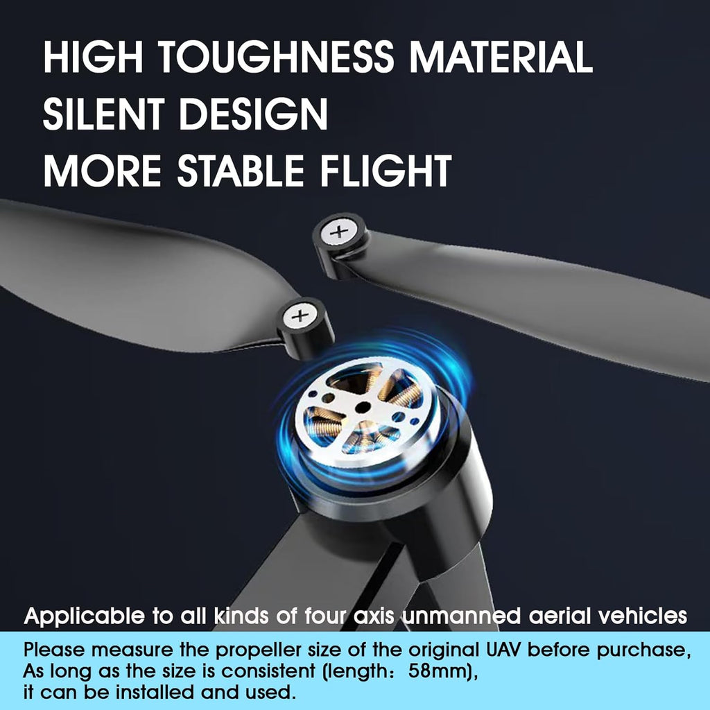 Universal 58mm/2.28In Drone Propellers for E88¡¢E25¡¢K911¡¢S115¡¢S119¡¢A17¡¢S132¡¢F167¡¢X28¡¢X26¡¢L106 Models - Replacement Drone Accessories with Stable and Low-Noise Operation 16-Pack (Gray)