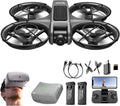 VR FPV Hobby Drone with VR Goggles, One Key Takeoff/Landing, APP Control, Brushless Motor, Dual Batteries, Beginner-Friendly Quadcopter with Propeller Guards, Altitude Hold, Optical Flow Positioning, Dual Cameras & LED Night Lights, a first-person view