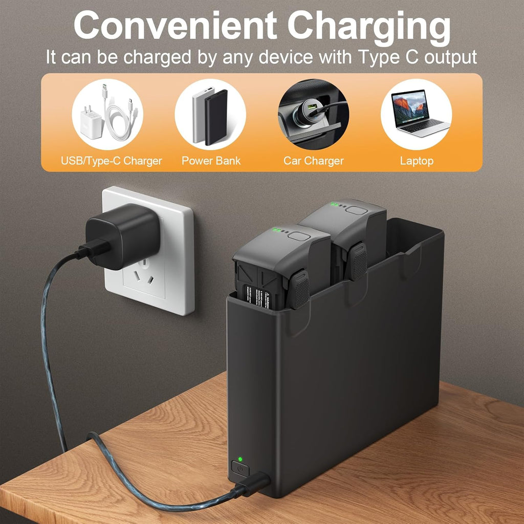 Avata 2 Battery 2 Pack with Charging Station, 2150mAh Intelligent Flight Avata 2 Battery Replacement and Two-Way Charging Hub, 23 Minutes of Max Flight Time Compatible with DJI Avata 2 Drone