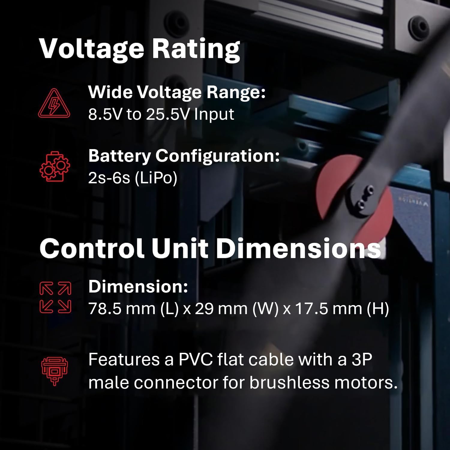 Sparrow Series AMC 6S40A ESC Drone Motor Controller - Lightweight Drone Components, PWM Electronic Controllers for Brushless Motors, 2-6s LiPo