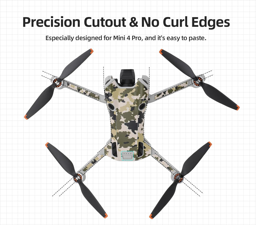 Skin Stickers Compatible with DJI Mini 4 Pro, Waterproof Sticker Decal Skin DIY Accessory for DJI Mini 4 Pro Drone and RC 2 Controller (E)