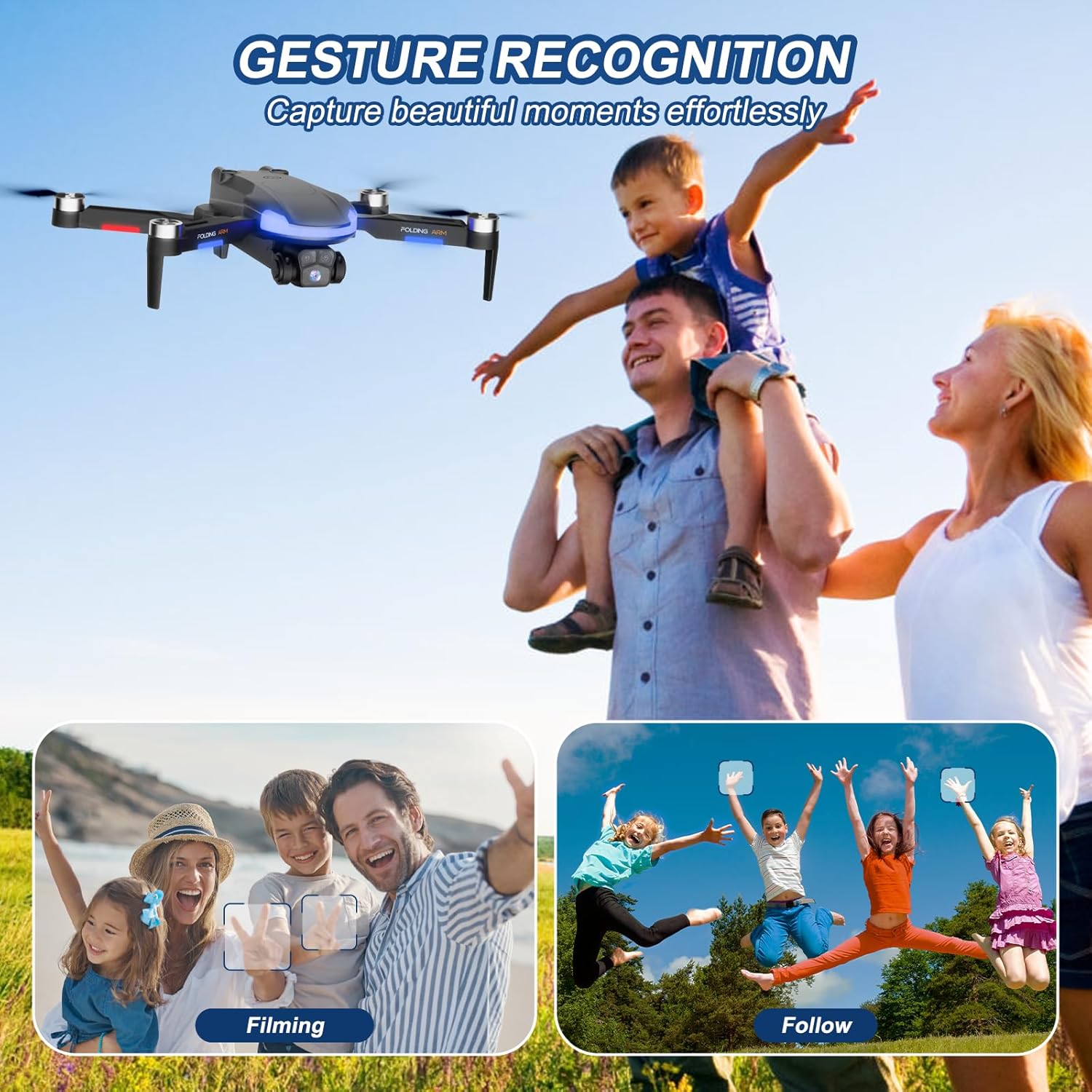 Drone with Camera for Kids, 1080P HD FPV Foldable Drones for Beginners, Brushless Motor Drone with Carrying Case, Long Flight Time, One Key Take Off/Land, Altitude Hold, 360¡ã Flip, Obstacle Avoidance