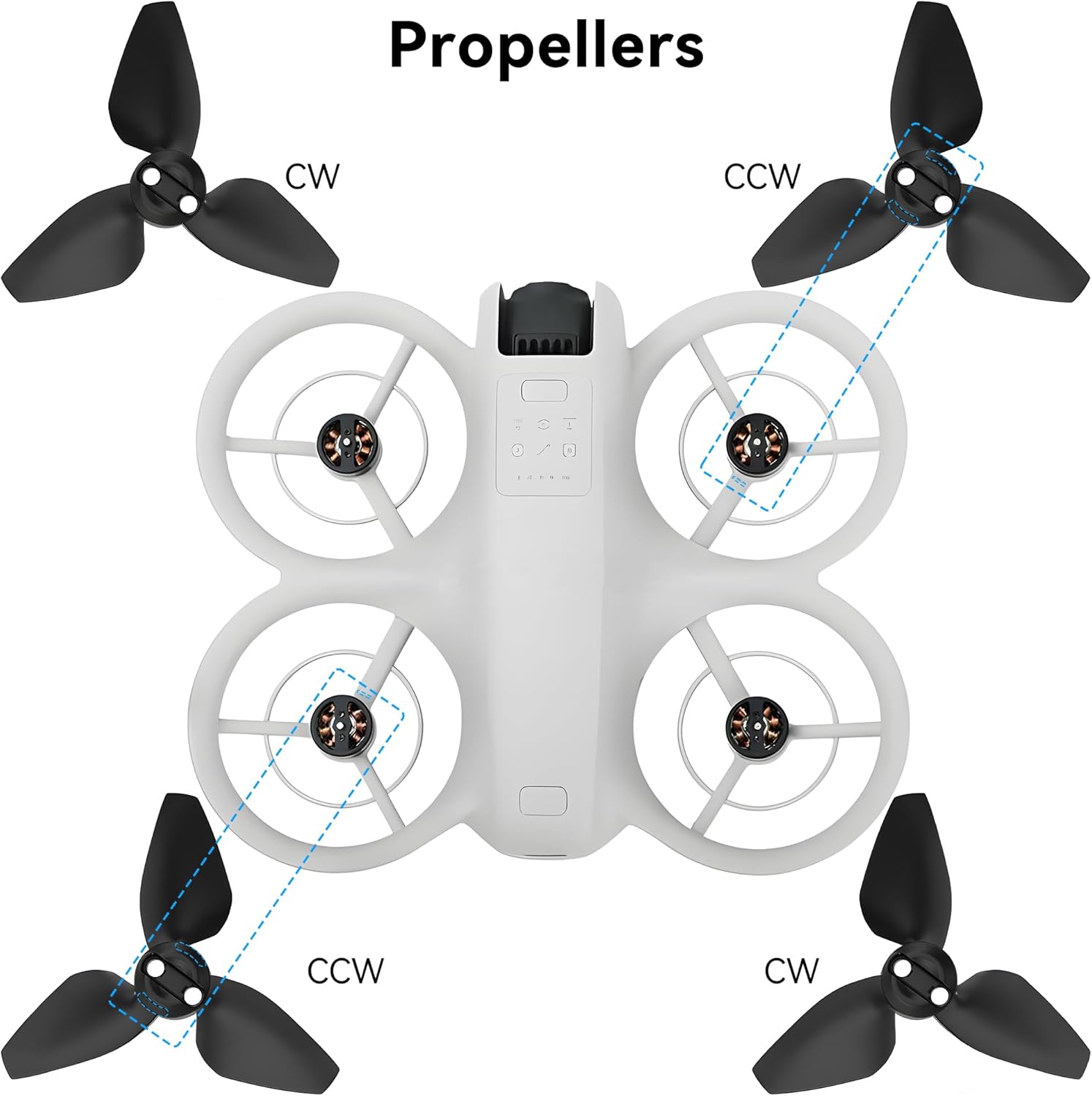 Propellers for DJI Neo Drone - 4Pcs Accessories Set with Propeller Guard Protector Landing Gear Lens Cover Low Noise Props for DJI Neo Drone Accessories Bundles