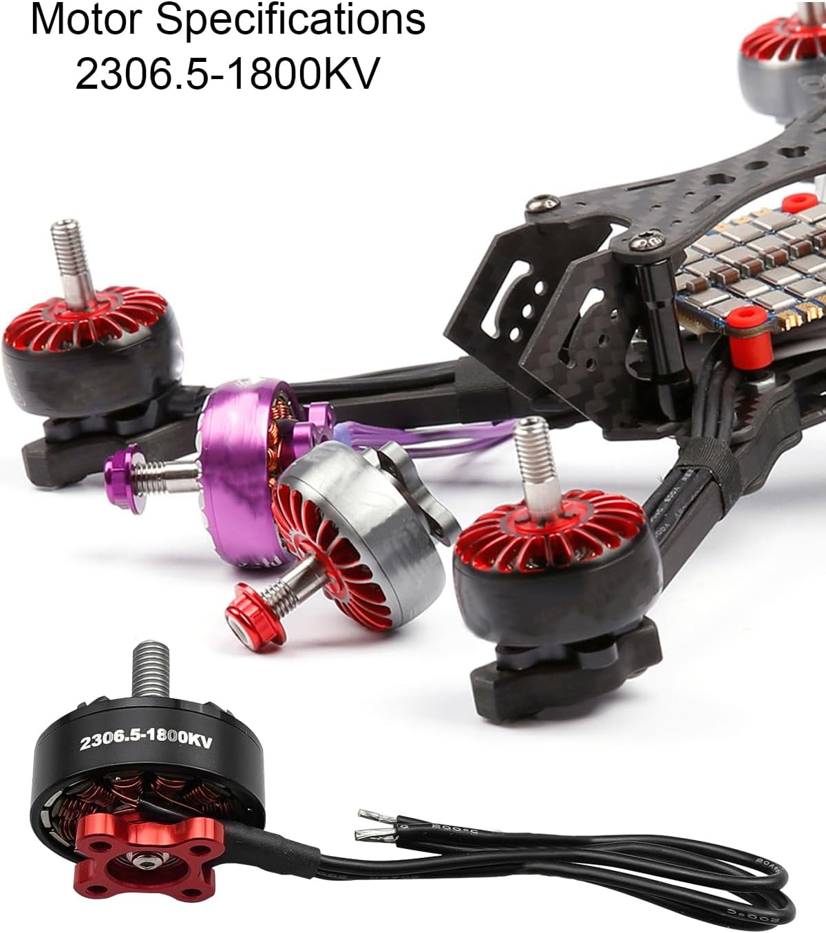 FPV Drone Motor 2306.5 1800KV 6S Brushless Motor Fit for FPV Racing Drone QAV Quadcopter, 4 Pcs