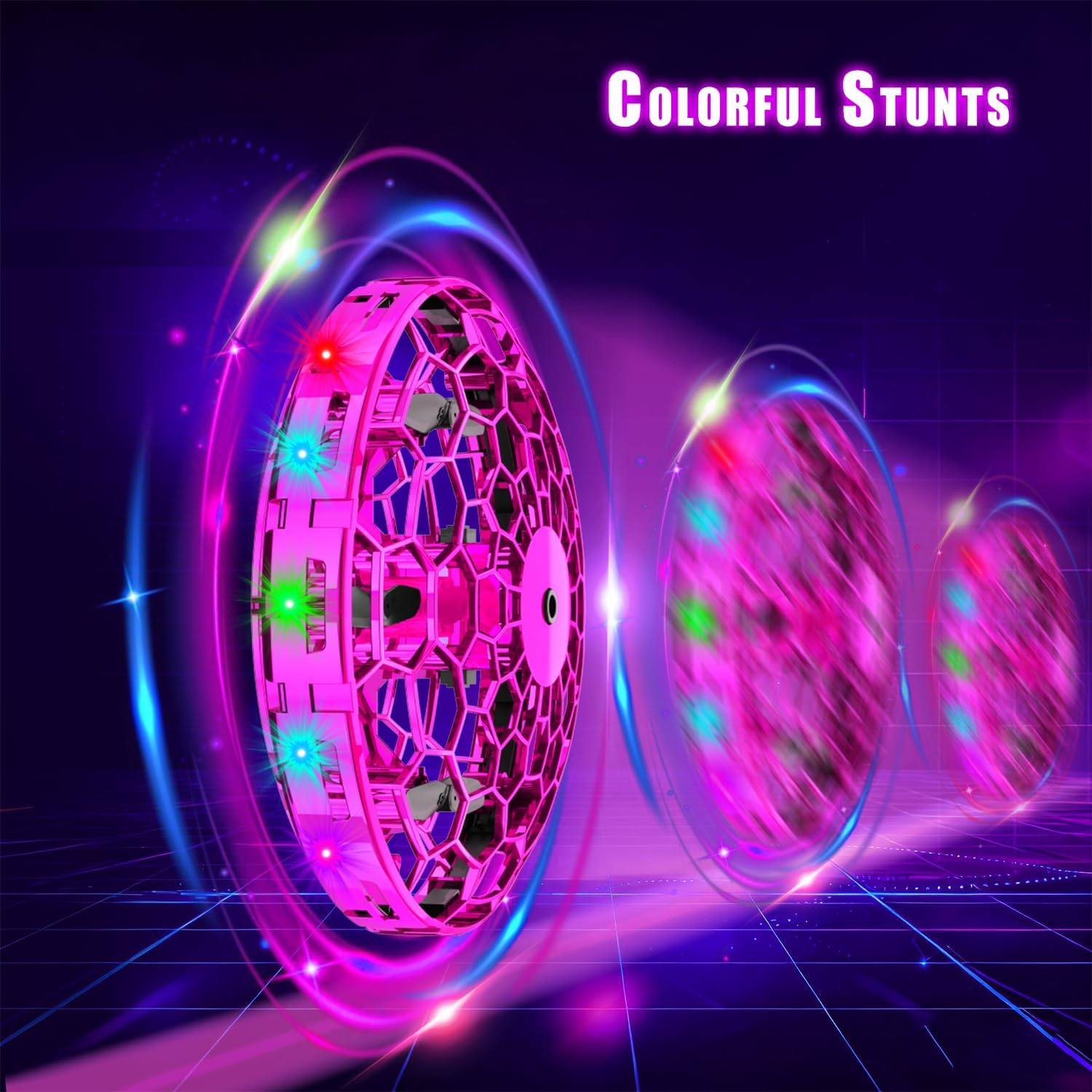 Hand Operated Small Drone Indoors&Outdoor,Mini Drone For Kids,Colorful Stunts Flying Ball Toy,Stem Toys for Children,Birthday And Christmas Gift For 6 7 8 9 10 11 12+ Year Old Boys Or Girls£¨Pink£©