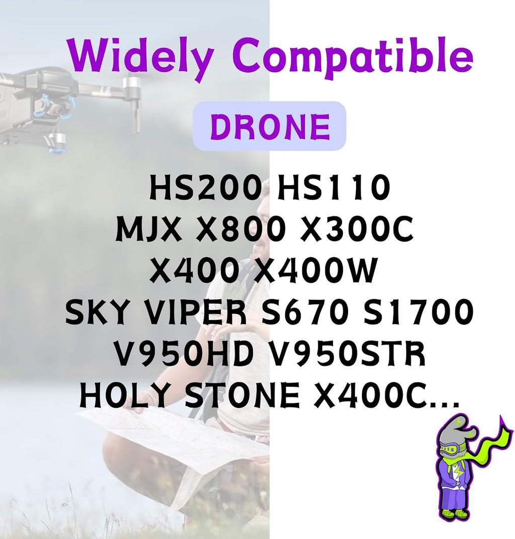 3.7V Lipo Battery 900mAh JST Plug 932540 for MJX Syma Holy Stone Sky Viper RC Quadcopter Drone X56W X400 X400W X300C X400C X800 HS110 HS200 S670 V950hd S1750 V2450 with Chargrer