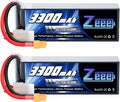 Zeee 14.8V 4S Lipo Battery 50C 3300mAh Soft Case Battery with XT60 Plug for RC Airplane Helicopter RC Boat UAV Drone FPV RC Car Truck Boat(2 Packs)