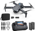 E88 Drone with Screen Controller with SD card, Foldable Mini Drone for Beginners, 2 Batteries, 360¡ã Flips Waypoint Fly, Active Obstacle Avoidance, One Key Take Off/Landing. (2 batteries - Black)