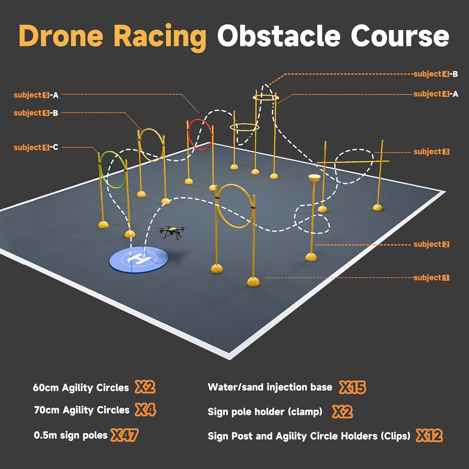 Drone Obstacle Course, DIY Drone Building Kit - Indoor or Outdoor Practice Equipment for RC FPV Racing Drones - Portable Game Loop Gate System for Competitions