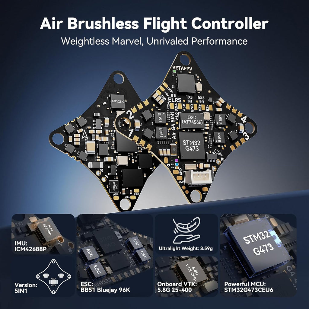 BETAFPV Air75 Brushless Whoop Quadcopter, Ultralight 1S 75mm Micro Whoop Drone with C03 FPV Camera, G473 5IN1 Air Flight Controller ELRS Receiver 0802SE 23000KV Motors for FPV Racing Freestyle-ELRS