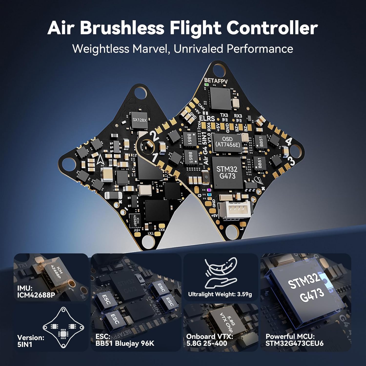 BETAFPV Air75 Brushless Whoop Quadcopter, Ultralight 1S 75mm Micro Whoop Drone with C03 FPV Camera, G473 5IN1 Air Flight Controller ELRS Receiver 0802SE 23000KV Motors for FPV Racing Freestyle-ELRS