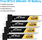 4pcs BT2.0 300mAh 1S Battery 3.8V 75C FPV Lipo Battery with BT2.0 Plug Connector for FPV Tiny Whoop 1S Brushless Whoop Drone
