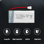 2 Pcs 3.7V 500mAh 25C 752040 Rechargeable Lipo Battery with USB Charger for Syma X5C cheerson CX30 skytech M68 BBS 868 Quadcopter RC Drone Spare Parts