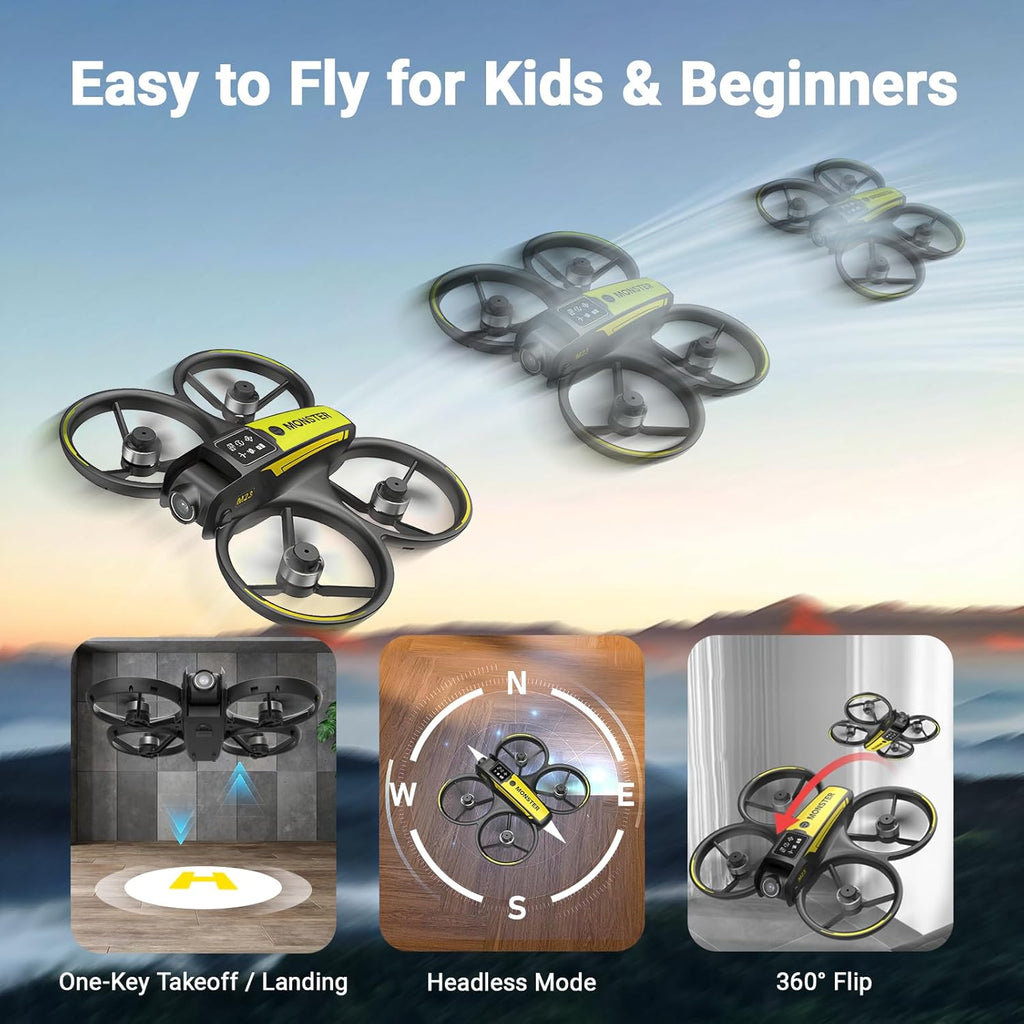 Drone for Kids with Camera and 4.5 Screen Remote ¨C Beginner RC Drone with Brushless Motor, Optical Flow Hover, One-Key Takeoff, 2 Batteries