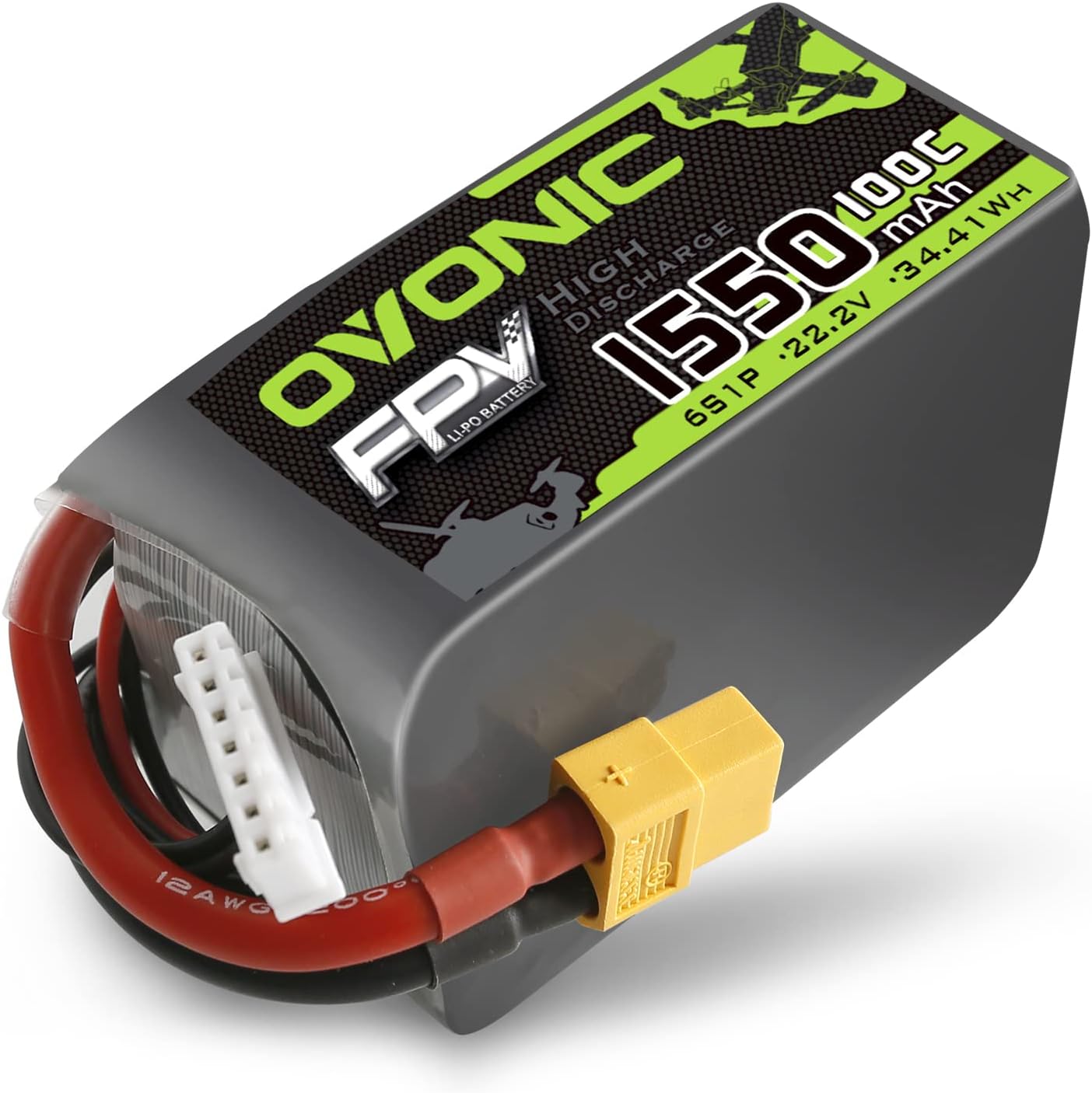 OVONIC 6S Lipo Battery 100C 1550mAh 22.2V Lipo Battery with XT60 Connector for RC FPV Racing Drone Quadcopter