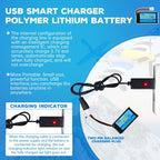 2PCS 3.7V 1200mAh 30C Lipo Battery with USB Charging Cable Molex Plug for SYMA X5SW X5SC X5SC-1 KY601S RC Drone Lithium Battery Accessories (2PCS Battery+2 USB)