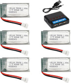3.7V 400mAh Lipo Battery with Molex Plug for RC Planes Mini Drone Quadcopter Aircraft Models Battery with 5-in-1 Charger (5PCS)