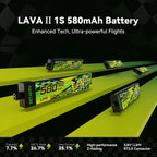 BETAFPV 4pcs Lava II 580mAh 1S Battery 3.8V 95C LiHV Battery with BT2.0 Connector, Compatible with 1-2S Tiny Whoop Drone Quadcopter Like Air75, Meteor75 Pro, Cetus Pro, Cetus X Brushless Drones