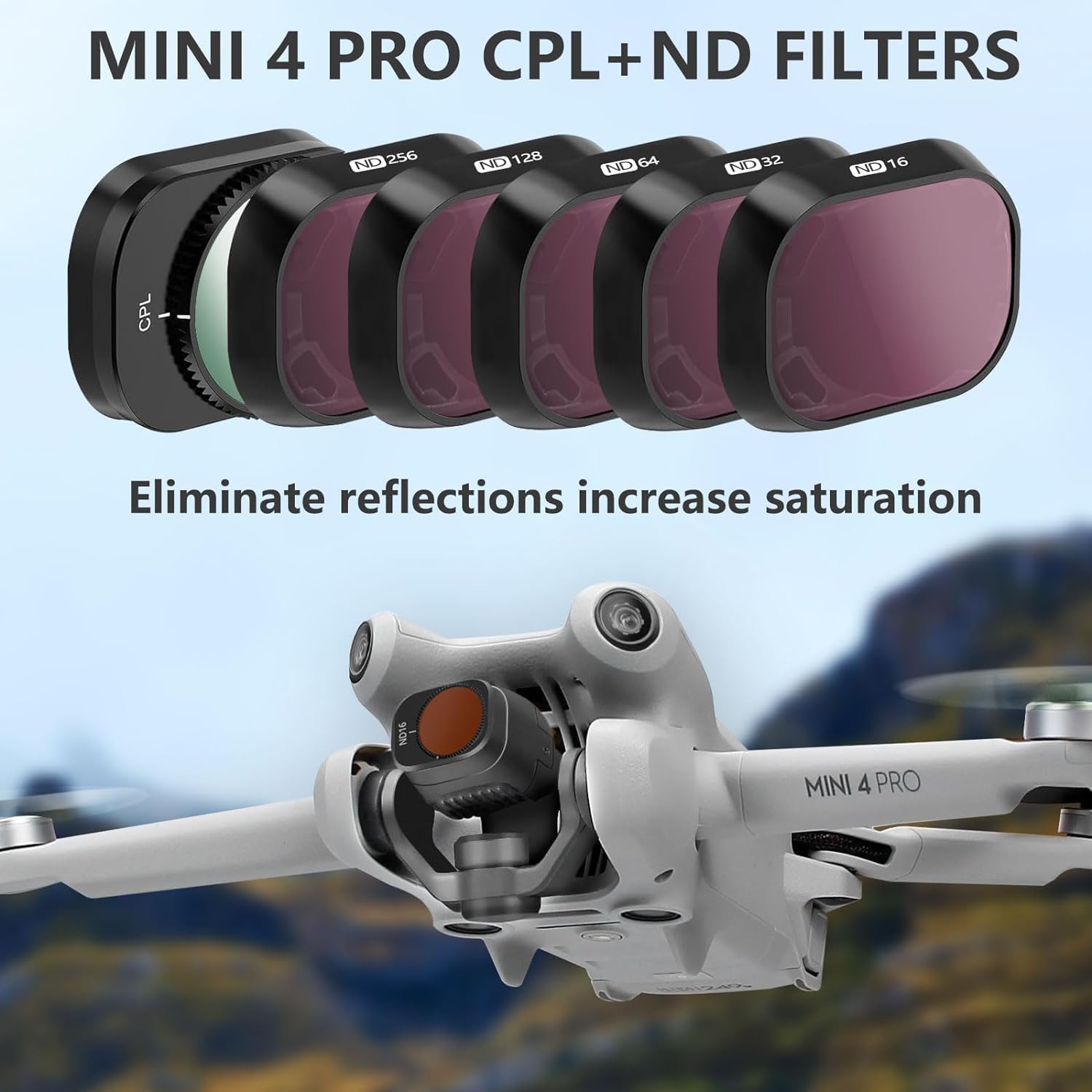 FPVtosky Mini 4 Pro Accessories Bundle 6-IN-1 Kit, Includes: Mini 4 Pro Case, ND Filters Set, Lanyard, Lens Cap, Screen Protector, Sunshade for DJI Min 4 Pro Accessories