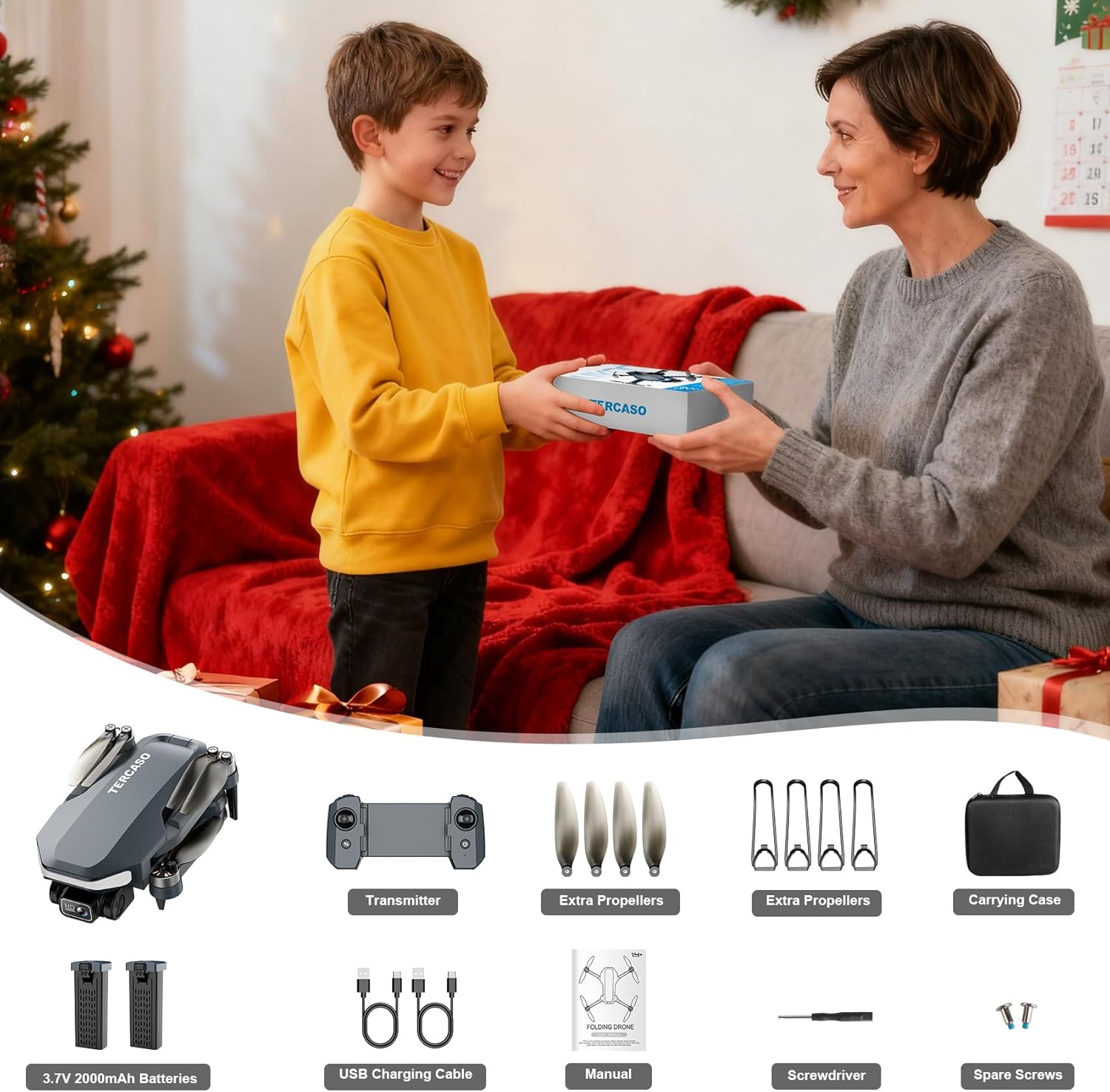 Drone with Camera for Adults - 2K HD Camera FPV Live Video, GPS Drone with Auto Return, Brushless Motor, Foldable Quadcopter, Follow Me, Headless Mode Remote Control for Kids Toys Gifts or Beginners