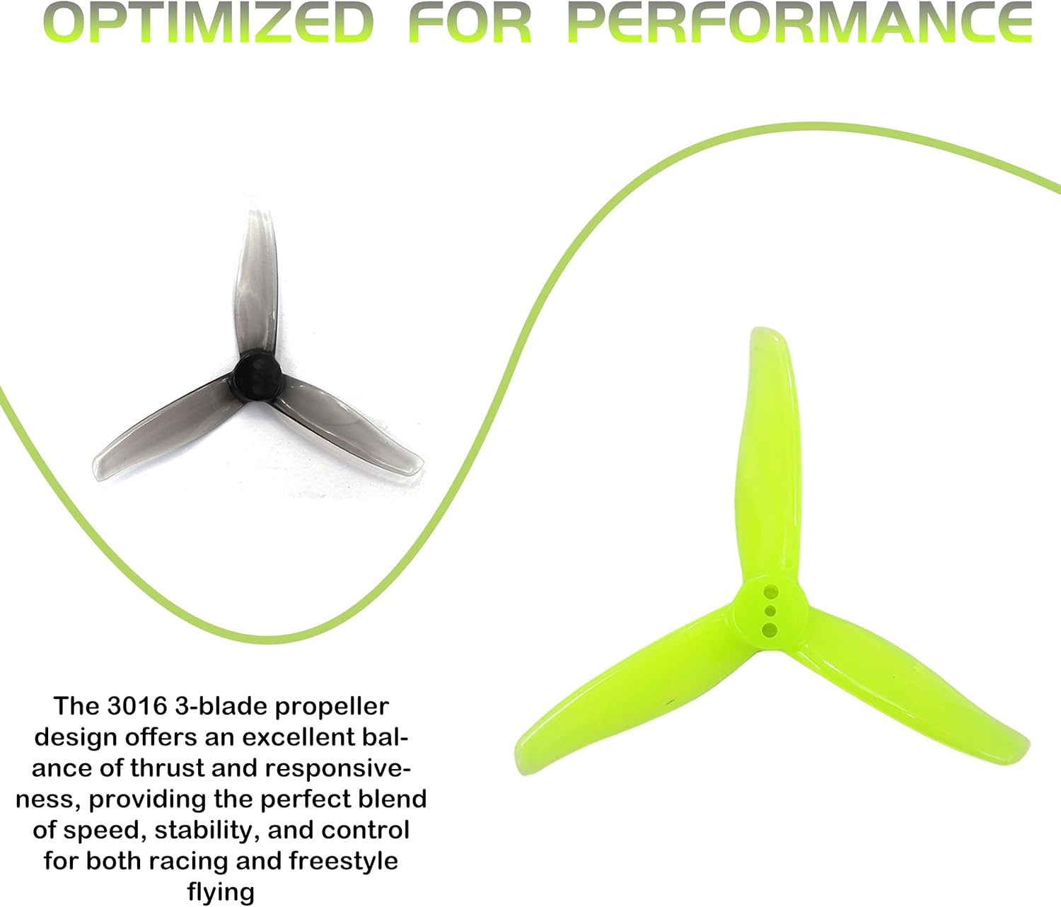3016 3-Blade 3inch Propeller Props 1.5mm Hole for 1108-1308 Brushless Motors, FPV Racing Drone, Toothpick Quadcopters(Gray+Yellow)