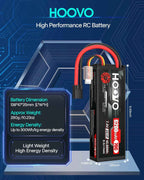 HOOVO 7.4V 70C 6200mAh 2S Lipo Battery Hard Case with Tracxas Plug for RC Car RC Helicopter RC Truck RC Truggy Airplane Quadcopter UAV Drone FPV (2 Packs