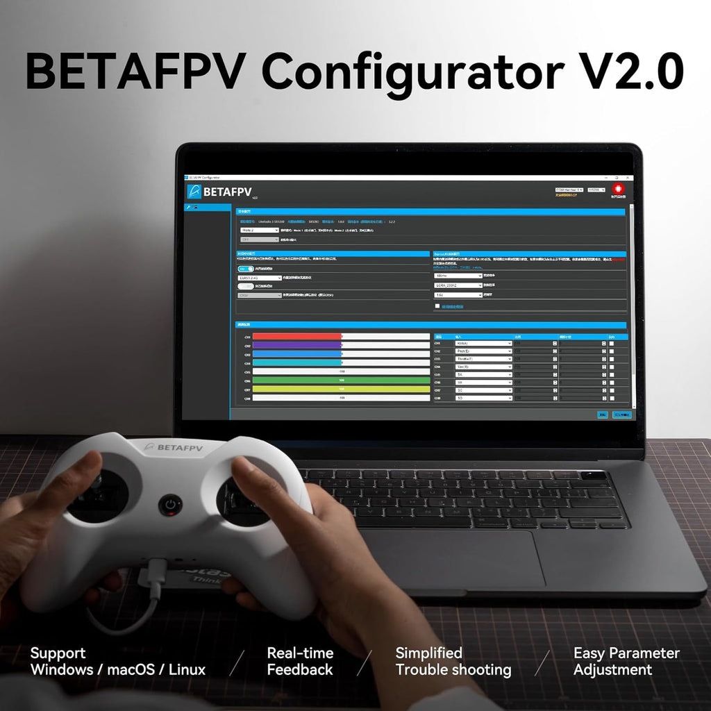 BETAFPV LiteRadio 2 SE ELRS V3 Radio Transmitter Remote Controller, Support BETAFPV Configurator V2, Firmware Update, FPV Simulator, USB-C Charging, Joystick Calibrate, for FPV RC Drone Quad -Mode 2