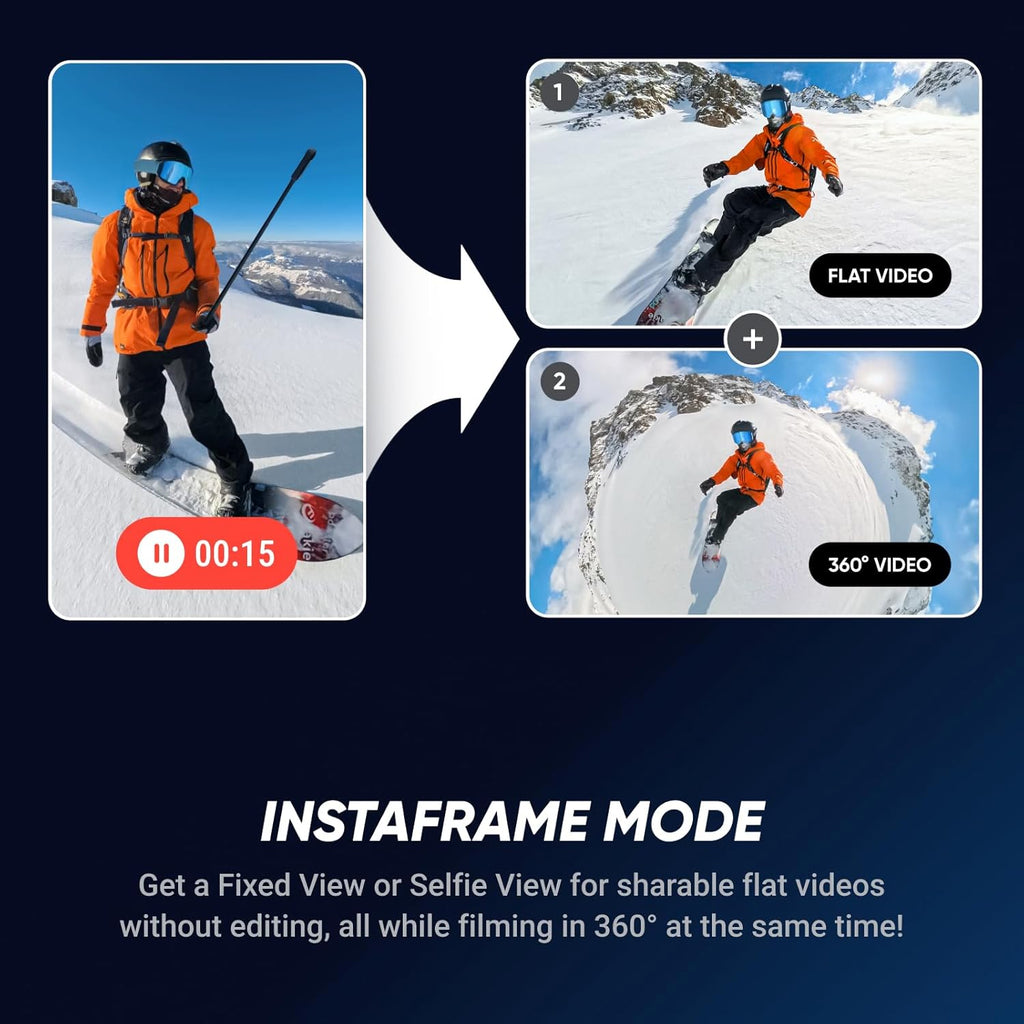 Insta360 X5 No Drone No Problem Bundle- Waterproof 8K 360¡ã Action Camera, Leading Low Light, Invisible Selfie Stick Effect, Rugged and Replaceable Lens, 3-Hour Battery, Built-in Wind Guard