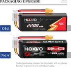 HOOVO 3S 11.1V 2200mAh 50C Lipo Battery with XT60 Connector for RC Helicopter Airplane Quadcopter UAV Drone FPV (2 Pack)