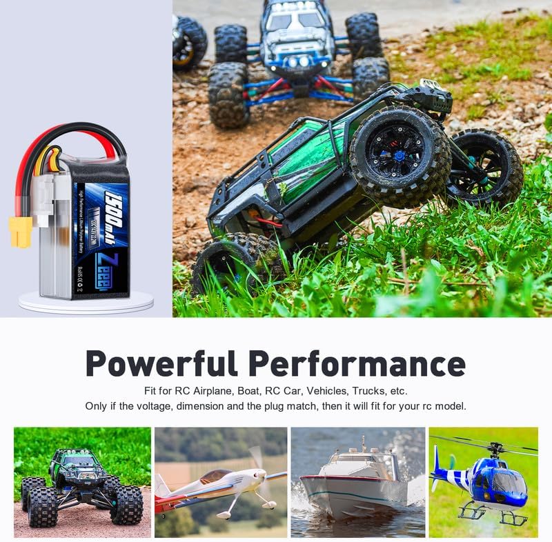 Zeee 4S Lipo Battery 1500mAh 14.8V 120C Graphene Battery with XT60 Plug for FPV Drone Quadcopter Helicopter Airplane RC Boat RC Car RC Models(2 Pack)