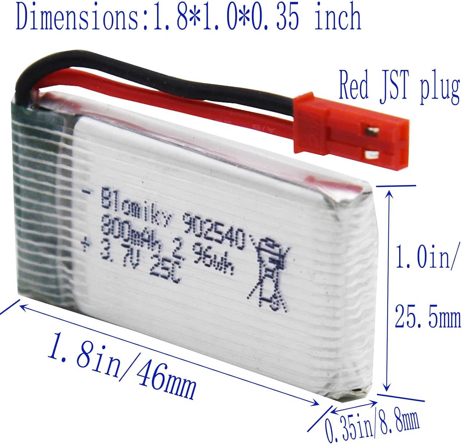 Blomiky 5 Pack 3.7V 800mAh 25C Rechargeable Li-po JST Plug Batteries and 4 in 1 Board Fit for MJX X300C X400W X600 X800 RC Quadcopter Drone / 3.7V 800mAh JST *5
