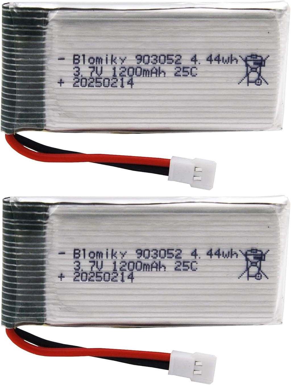 Blomiky 2 Pack 3.7V 1S 1200mAh Li-PO MX2.0 Plug 25C Batteries and 2 Cables Suitable for Syma X5SW X5SC RC Quadcopter Helicopter Drone / 3.7V 1200mAh MX2.0 * 2