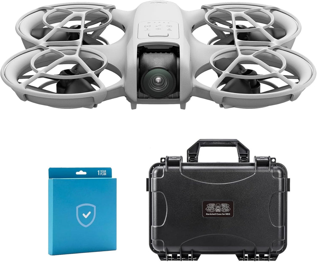 DJI Neo Palm Sized Lightweight Drone with Six Intelligent Shooting Modes, Care Refresh 1-Year Plan and Hard Case for DJI Neo Bundle (3 Items)