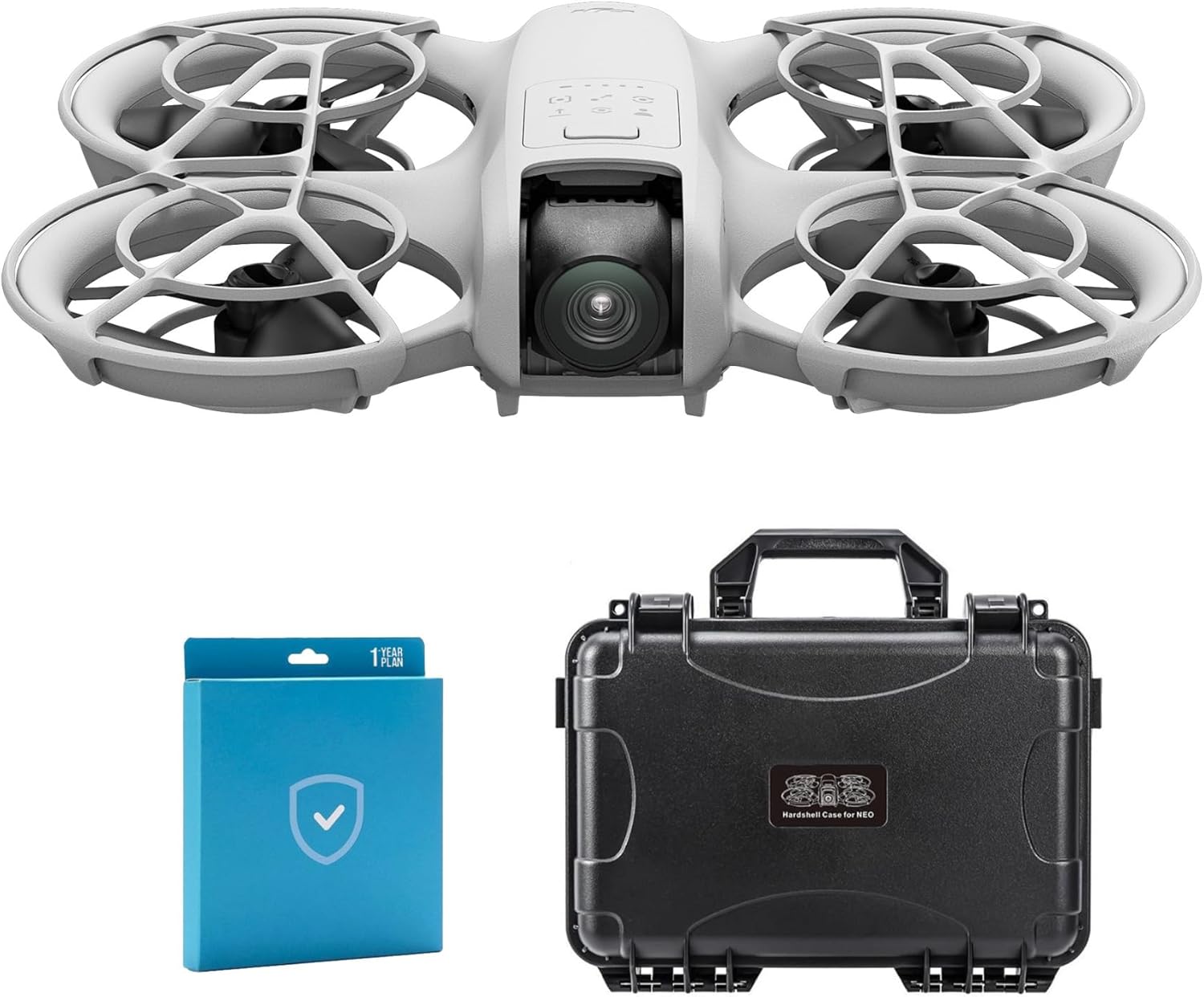 DJI Neo Palm Sized Lightweight Drone with Six Intelligent Shooting Modes, Care Refresh 1-Year Plan and Hard Case for DJI Neo Bundle (3 Items)