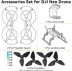 Propellers for DJI Neo Drone - 4Pcs Accessories Set with Propeller Guard Protector Landing Gear Lens Cover Low Noise Props for DJI Neo Drone Accessories Bundles
