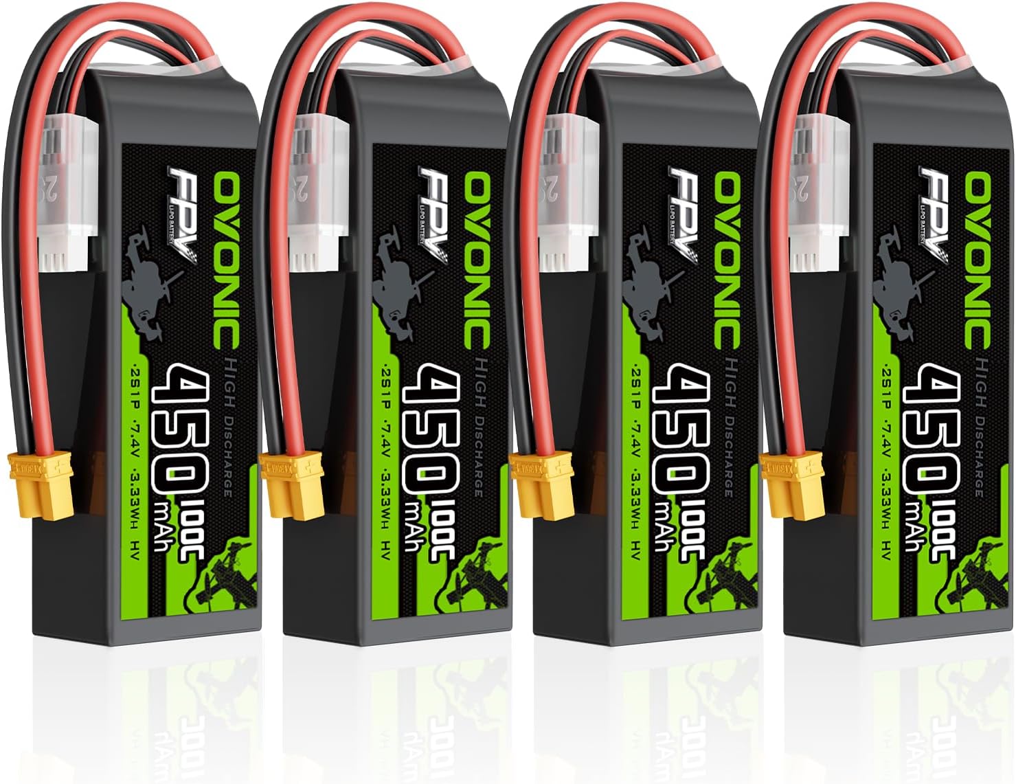 OVONIC 2S 450mAh Lipo Battery 7.4V 100C High Voltage Battery with XT30 Plug for RC Car Truck RC Vehicles Boat Drone RC Airplane Quadcopter Helicopter FPV Racing Hobby Models [4pcs]