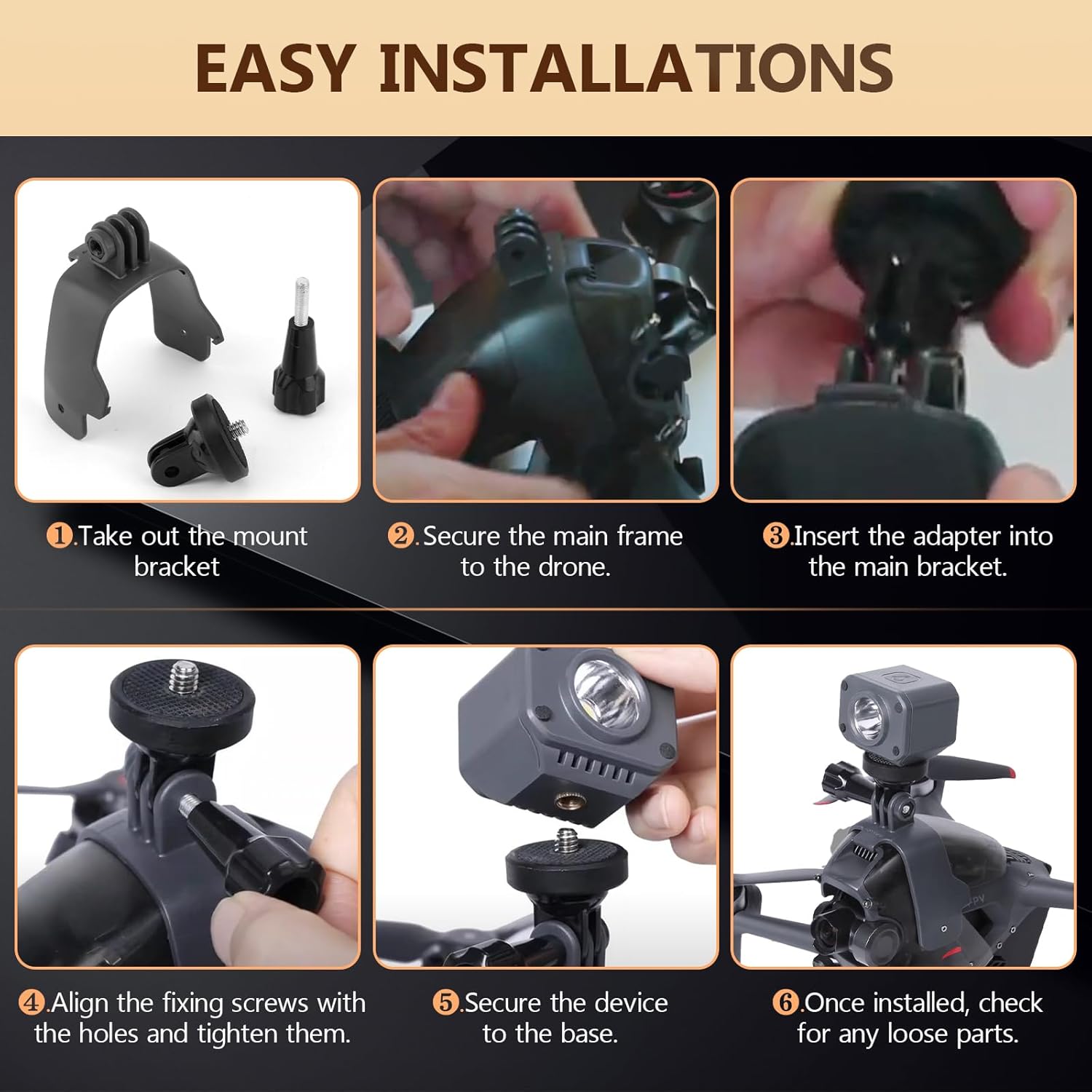 Extension Bracket Mount for DJI FPV Bracket Adapter Flight Lamp for Gopro Pocket 2 Light Clamp Holder Parts Drone Accessories