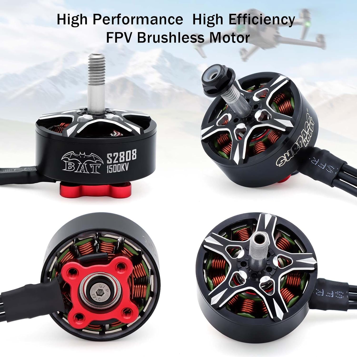 Surpass Hobby S2808 Brushless Motors 1500KV Drone Motor for 6-7inch FPV Racing Drone Quadcopter Fixed Wing(4pcs)