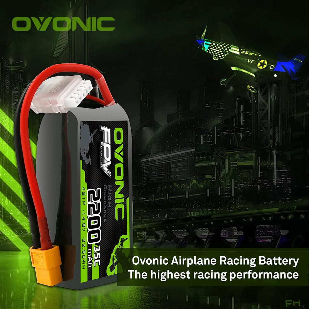 OVONIC 4s Lipo Battery 35C 2200mAh 14.8V Lipo Battery with XT60 Connector for Airplane RC Quadcopter Helicopter FPV Drone