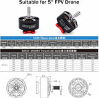 Surpass Hobby S2207 Brushless Motor 2550KV 4S Drone Motor fit for 5-6inch Propellers RC Models FPV Racing Drone Quadcopte(4Pack)
